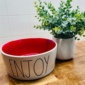 Rae Dunn ENJOY Ceramic Bowl with Red Interior